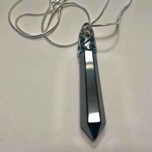 NEW SILVER coated hematite chakra stone necklace